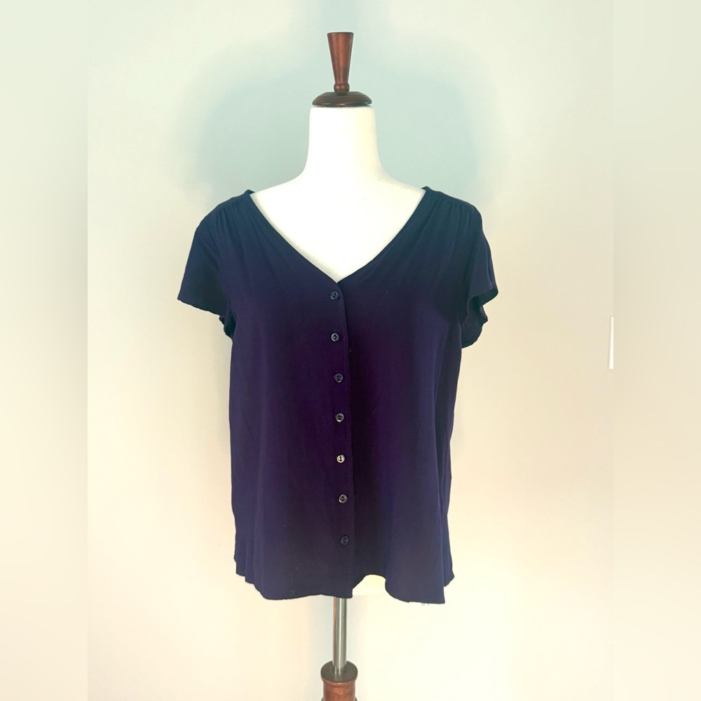 ModCloth Motivating Ways Button-Up Top Purple Size L